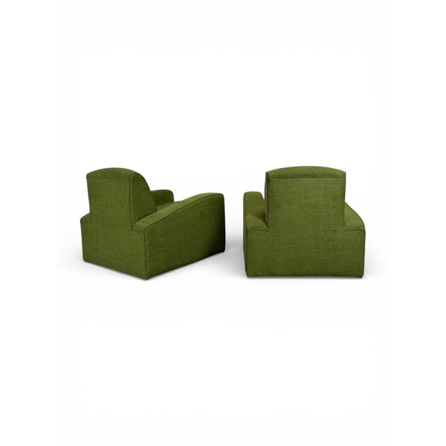 Textile Pair Art Deco Club Chairs - France Circa 1930s - Green Velvet Speed Armchairs For Sale - Image 7 of 10