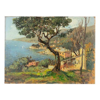 Unknown, In the Hills Above Camogli, 1970s, Oil on Panel For Sale