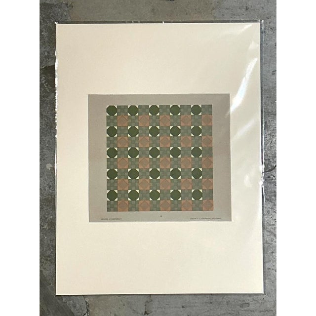 Vintage Geometric Tile Pattern Serigraph For Sale In West Palm - Image 6 of 12