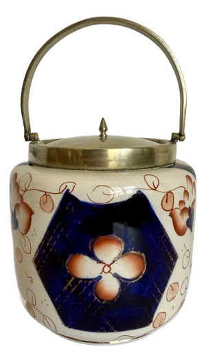 19th C. Royal Crown Derby Imari Style Bone China Biscuit Tea Barrel