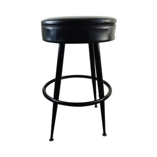 Industrial Black Vinyl Swivel Stool For Sale
