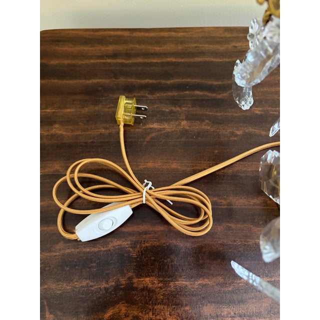 Antique French Dore Bronze & Crystal Girandole Candelabra Lamps - a Pair For Sale - Image 13 of 13