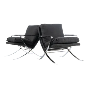 Flair Lounge Chairs by Bernhardt Flair in Chrome, USA, circa 1970's - A Pair