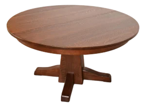 Limbert Antique Mission Oak Arts & Crafts Pedestal Extension Dining Table, Newly Refinished