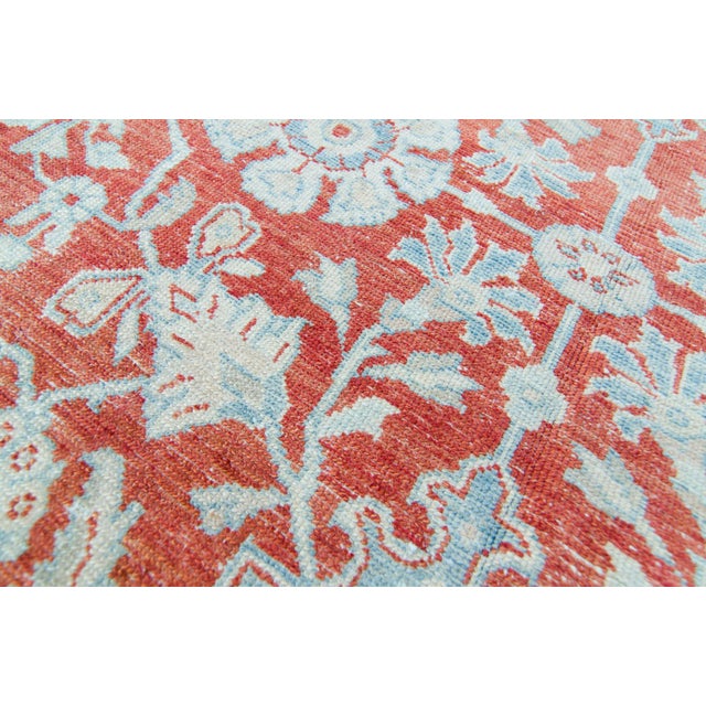 Burnt Orange 1940s Vintage Anatolian Allover Floral Medallion Hand-Knotted Rug For Sale - Image 8 of 11