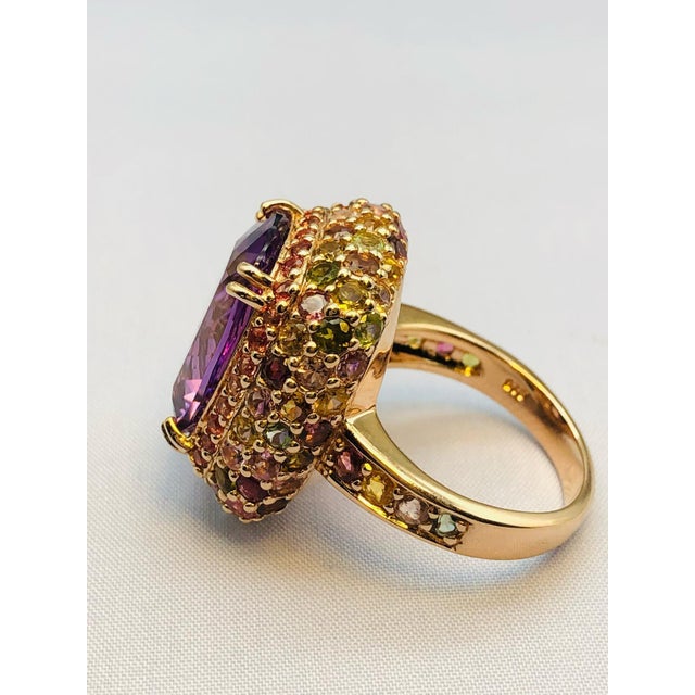 Bochic "Orient" Vintage Amethyst & Multi Sapphire Ring Set In 18K Solid Gold For Sale In New York - Image 6 of 18