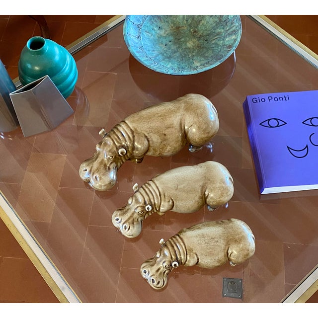 Mid-Century Ceramic Hippos from Zaccagnini, Italy, 1950s, Set of 3 For Sale - Image 12 of 18