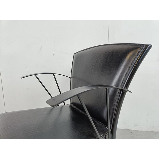 Vintage Black Leather Dining Chairs attributed to Arrben, 1980s, Set of 4 For Sale - Image 12 of 14
