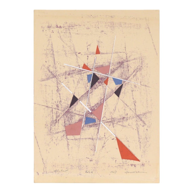 Geometric Abstract Lithograph in the Style of Kandinsky by Harold Weiner For Sale