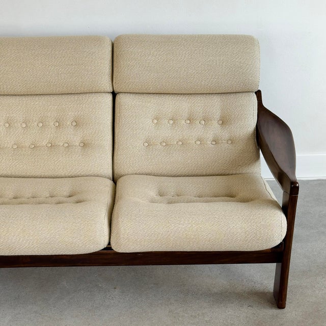 Mid-Century Modern 1970s Vintage Upholstered Mid-Century Modern 3-Seat Sofa For Sale - Image 3 of 11