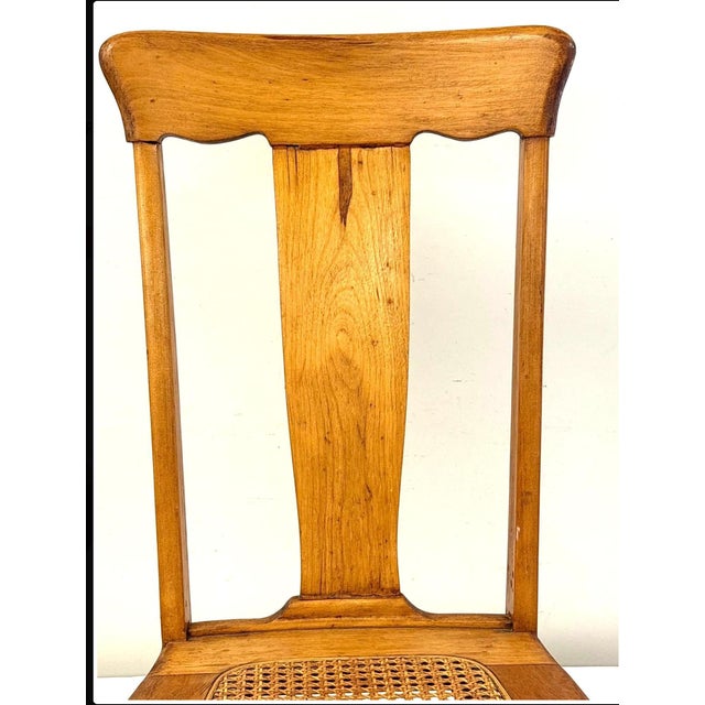 Antique Stomps-Burkhardt Maple Slipper Sewing Rocker With Caned Seat, Early 20th Century For Sale - Image 4 of 8