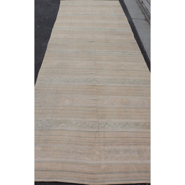 Vintage Turkish Gallery Kilim With Soft Sand, Pale Sage, and Powder Blue For Sale - Image 9 of 12