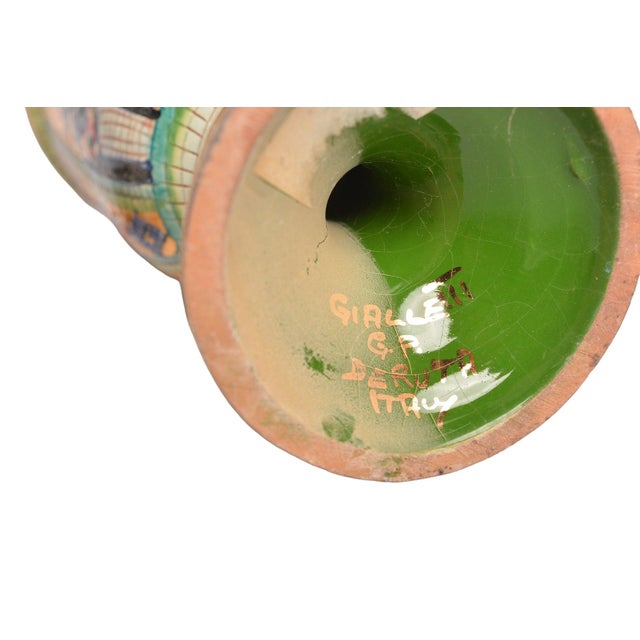 Gold Vintage Gialetti Deruta Italian 24kt Gold Plated Hand Painted Mosaic Byzantine Style Pitcher For Sale - Image 8 of 9