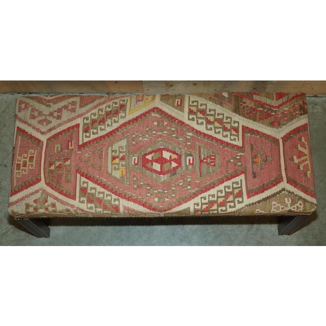 Victorian Style Kilim Bench For Sale - Image 4 of 15