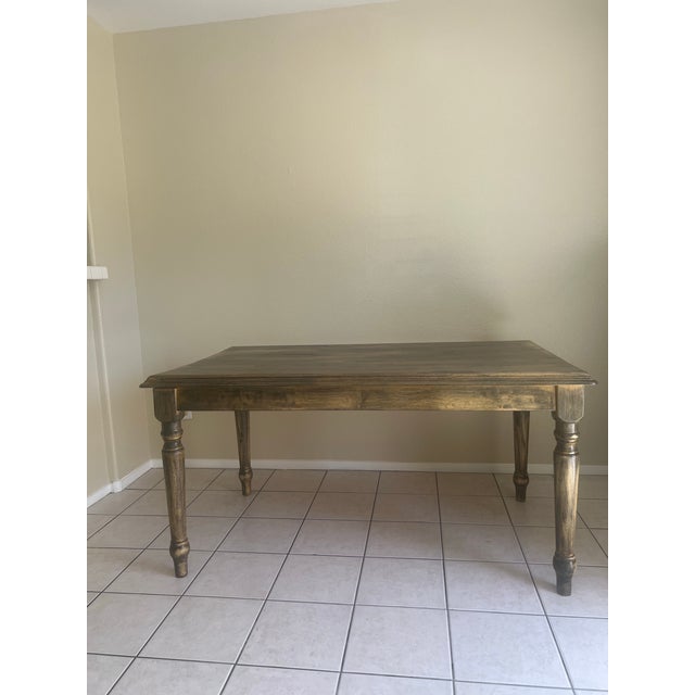 Hand-Refinished Solid Wood Farmhouse Table - Timeless Rustic Charm For Sale - Image 9 of 11