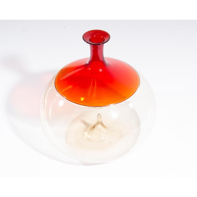Glass Tapio Wirkkala Venini Italian Murano Bolle Bottle Vase For Sale - Image 7 of 10