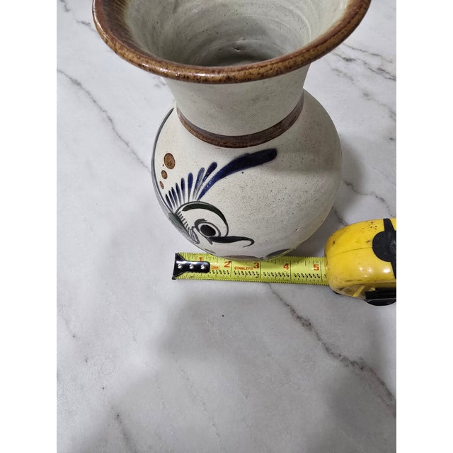 Ceramic Vintage Mexican Tonalá Stoneware Folk Art Vase – Hand-Painted Bird & Floral Design, 8.5" For Sale - Image 7 of 8