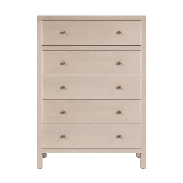 Spritely Home Accent Furniture Nora 36 in. W Rectangular Wood 5 Drawer Tall Dresser, Antique Taupe For Sale - Image 4 of 8