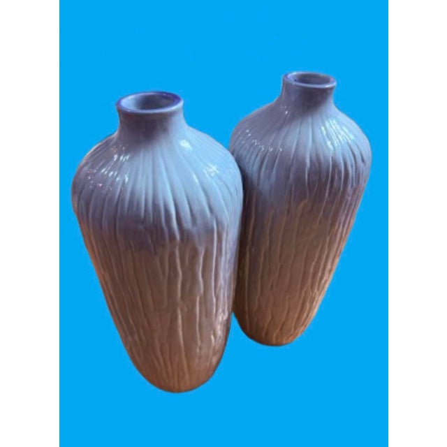 Ceramic Vintage Portugal Ceramic Faux Bois Style Vases - A Pair For Sale - Image 7 of 10
