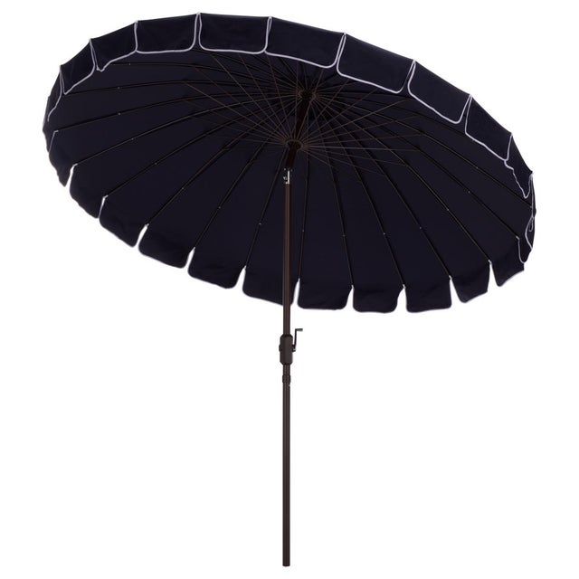 Panza 9 Ft Crank Umbrella, Navy/Brown Pole For Sale In Philadelphia - Image 6 of 8