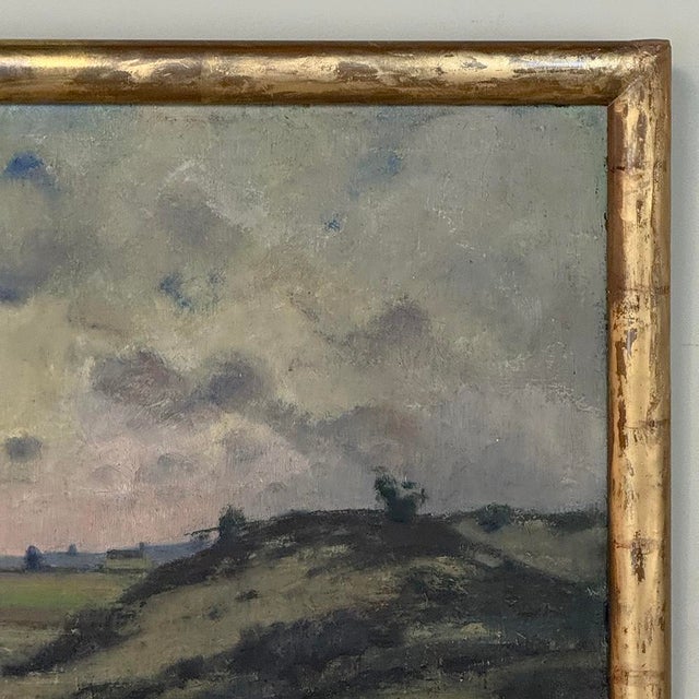 Dark Green Framed Oil Painting on Canvas by Désiré Merny (1865–1947) 'Country Road at Dusk' For Sale - Image 8 of 15