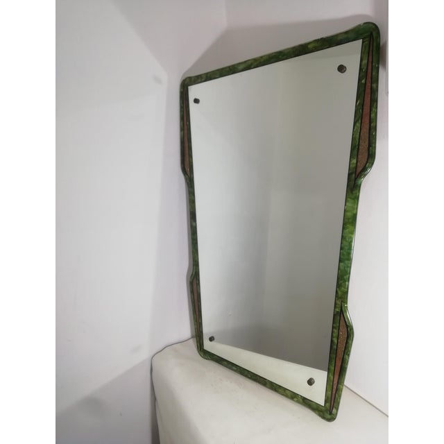 Vintage Decorated and Enameled Mirror, Italy, 1950s For Sale - Image 12 of 12