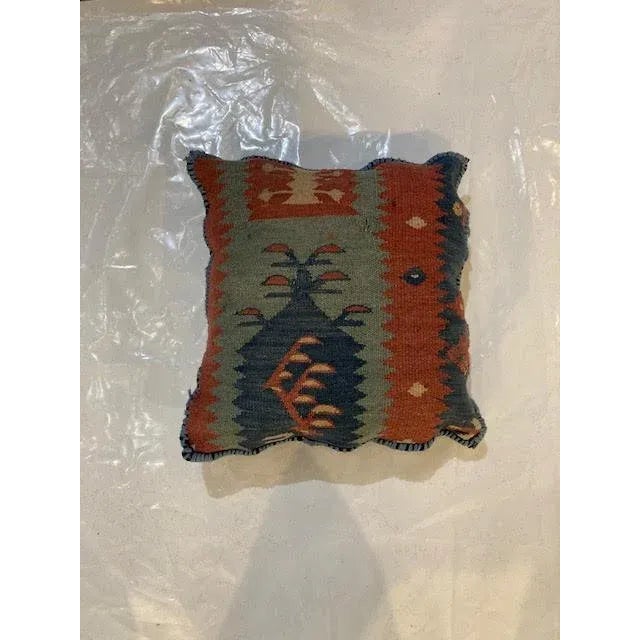 Native American Vintage Leon Banilivi Kilim Fragment Pillow For Sale - Image 3 of 3