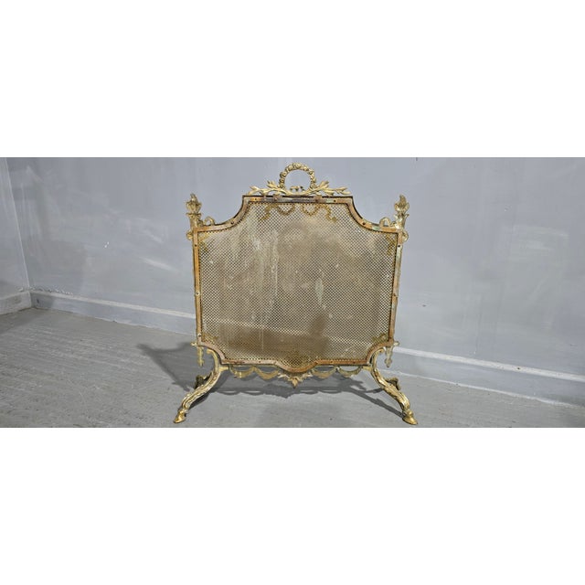 Gold Victorian Gilt Brass Fire Guard, 1880 For Sale - Image 8 of 9