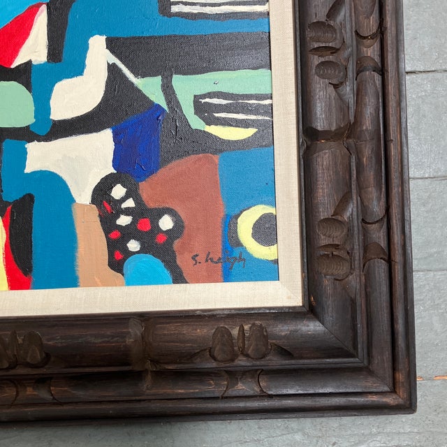 Original 16 x 20 painting on stretched canvas Signed bottom right Overall size with vintage frame with linen liner is...