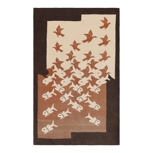 Rug & Kilim’s “Sky and Water Ii” m.c. Escher-Style Tapestry With Pictorials For Sale