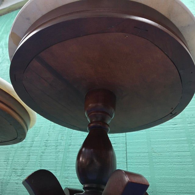 Wooden Small Mahogany Table Bases With Marble Tops For Sale - Image 6 of 12