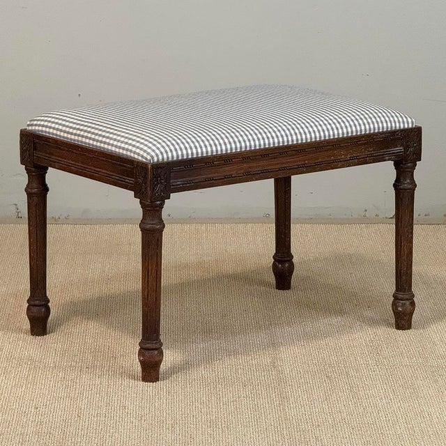 French Antique French Louis XVI Style Walnut Vanity Stool ~ Piano Bench For Sale - Image 3 of 15