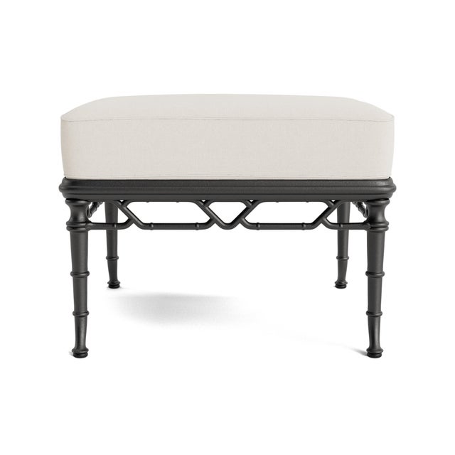 Brown Jordan Brown Jordan Calcutta Ottoman, Textured Pewter frame with Fusion Natural fabric For Sale - Image 4 of 11