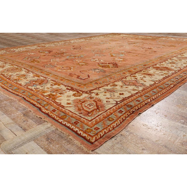 Terra Cotta Late 19th Century Turkish Oushak Rug, 11'03 X 14'08 For Sale - Image 8 of 10