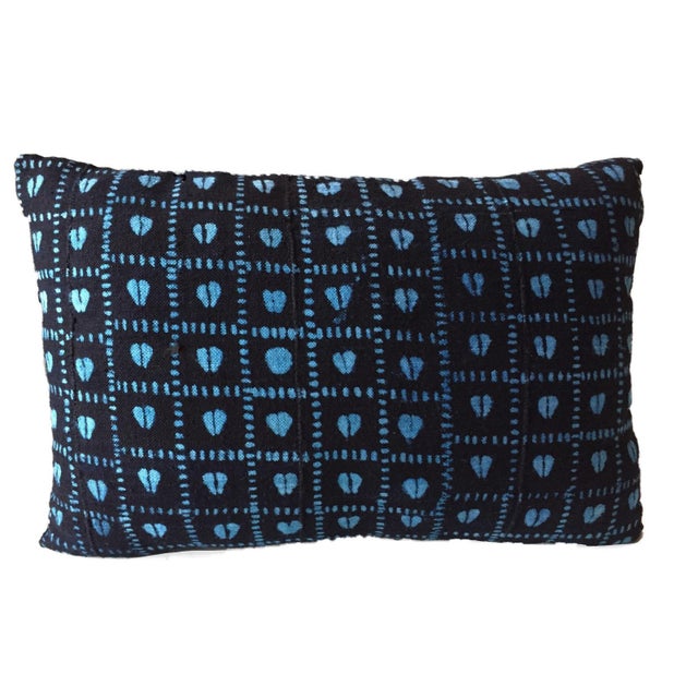 African Custom Made Indigo Cloth Pillow 20" by 13" For Sale In New York - Image 6 of 6
