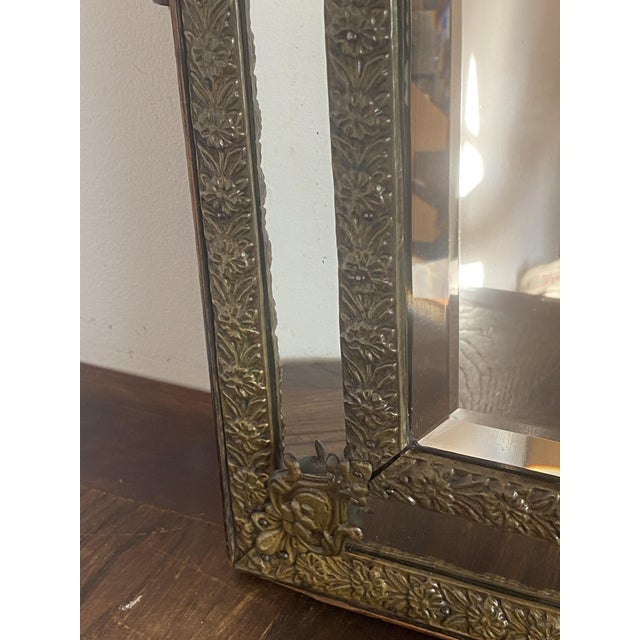 Mirror with Repoussé Brass Glazing Bars, 1890s For Sale - Image 10 of 18
