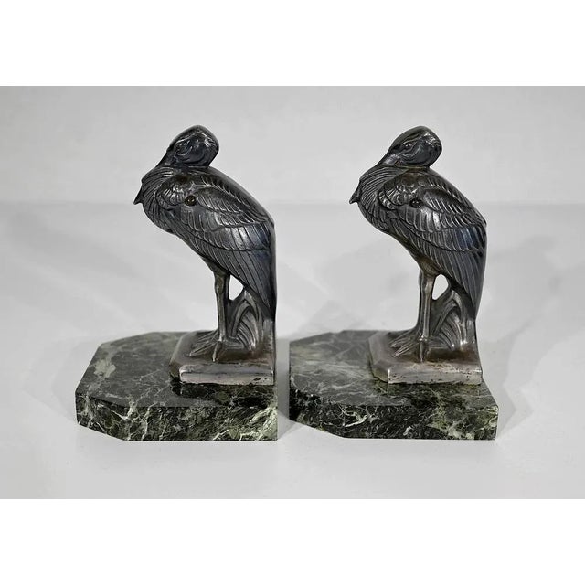 Art Deco Heron Bookends by Maurice Frécourt, 1920s, Set of 2 For Sale - Image 6 of 13