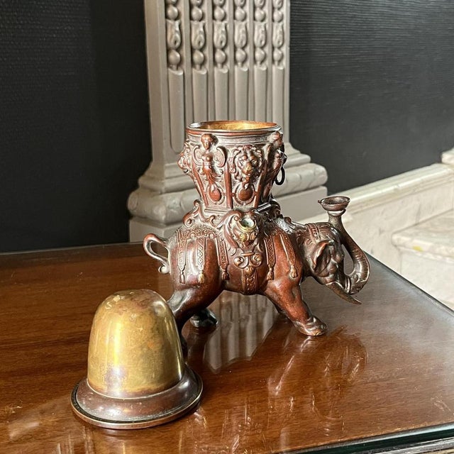 Asian Bronze Incense / Perfume Burner or Oil Lamp, Early 19th Century For Sale - Image 9 of 15