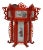 Vintage Asian Red Painted Lantern With Scenic Panels For Sale