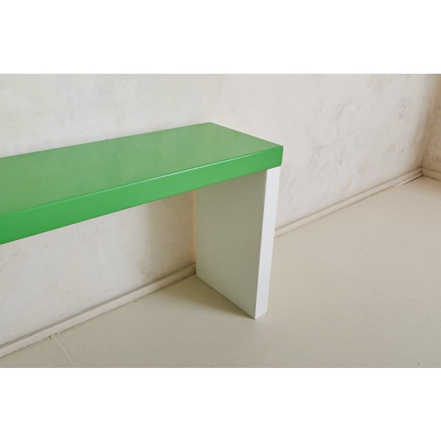 Metal Italian Postmodern Green + White Steel Console or Desk For Sale - Image 7 of 11