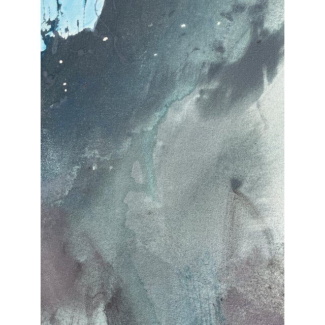 "Sings My Soul" Original Lyrical Abstraction Painting in Forest Green, Teal, and Sky Blue For Sale In Austin - Image 6 of 10