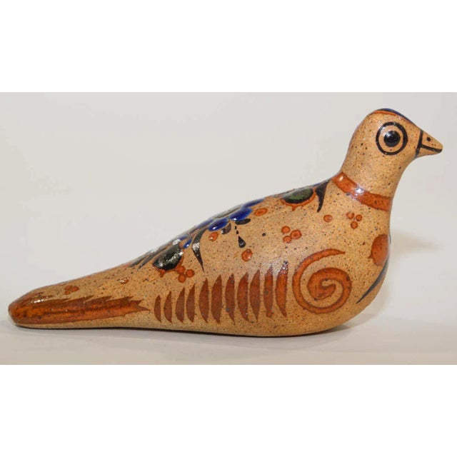 Vintage Mexican Tonala hand painted pottery bird Folk Art. Flora de la Cruz Acapulco Gro Mexico hand painted bird dove...
