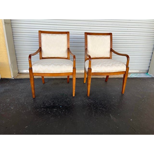 White Contemporary Arm Chairs by Sam Moore -Pair of 2 For Sale - Image 8 of 8