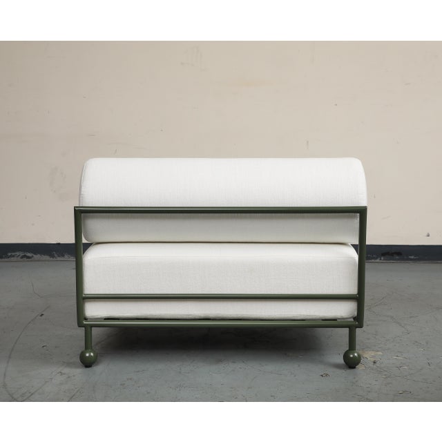 Modern Outdoor Lounge Chair With Olive Green Stainless Steel Frame For Sale - Image 9 of 17