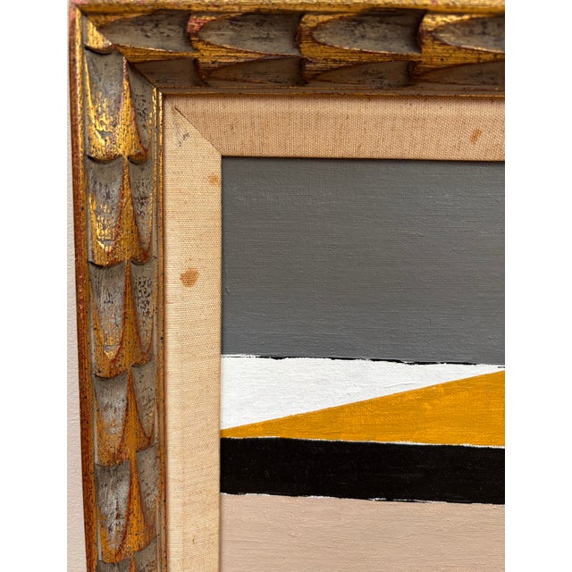 Textile Vintage Mid-Century Modern Abstract Geometric, Hard Edge. Painting For Sale - Image 7 of 10