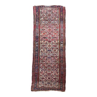 1930s Linen Ground Water Garden Hamadan Ice Blues Rug 2.7 x 9.10 For Sale