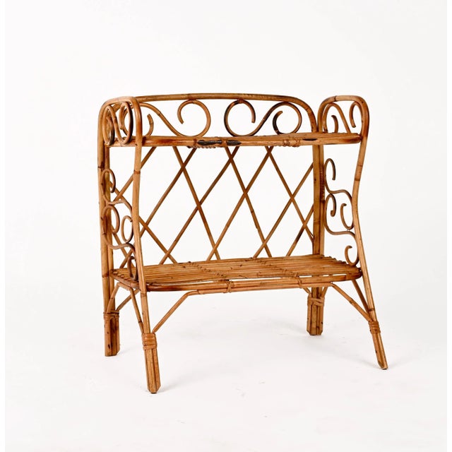 Mid-Century Italian Bamboo Two-Tier Rectangular Coffee or Bedside Table, 1960s For Sale - Image 9 of 16