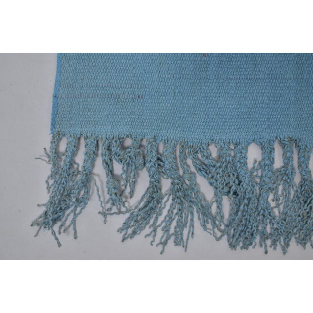 Turkish Blue Vintage Hemp Kilim Runner For Sale - Image 3 of 10