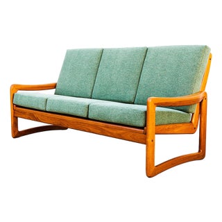 1990s Restored Danish Modern Solid Teak Three Seater Sofa For Sale