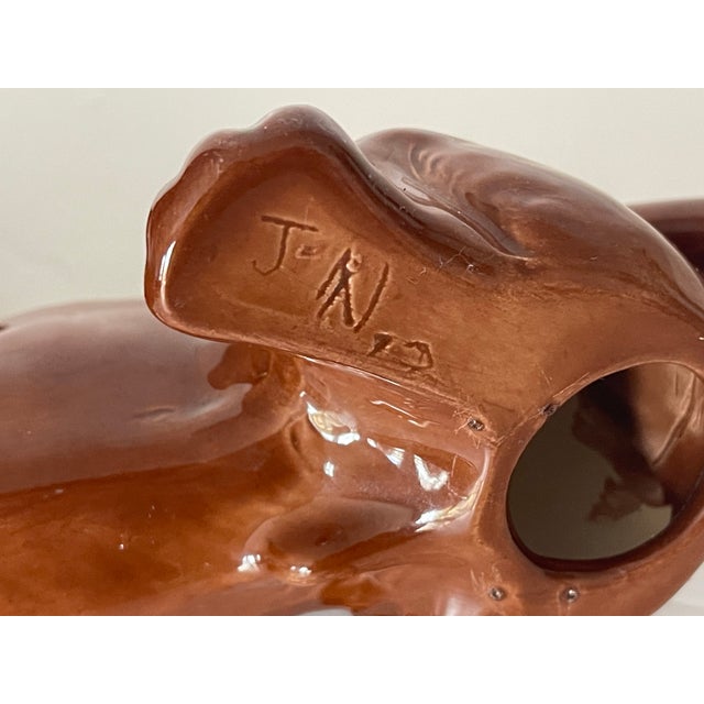 Shabby Chic Vintage Cute Dachshund Ceramic Figurine Signed For Sale - Image 3 of 6